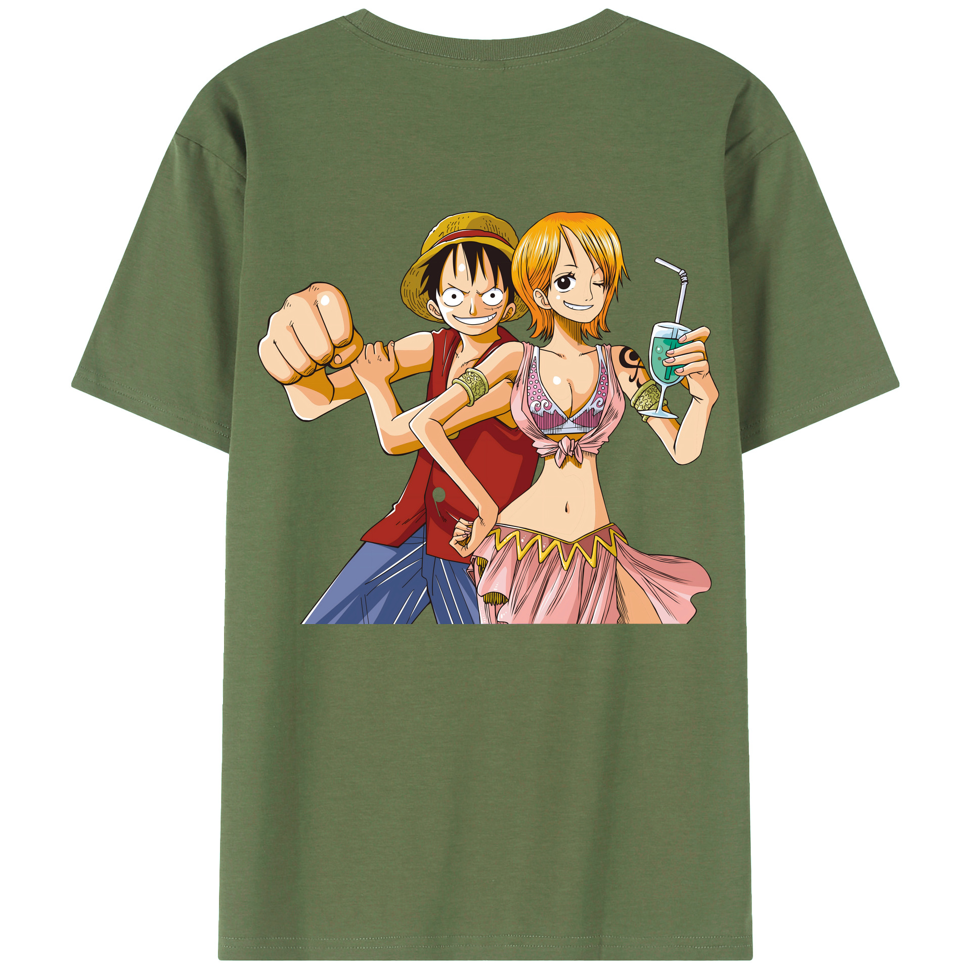 ワンピース モンキー・D・ルフィ ONE PIECE Monkey D. Luffy 綿100％ メンズ半袖Tシャツ（バックプリント） 通気性